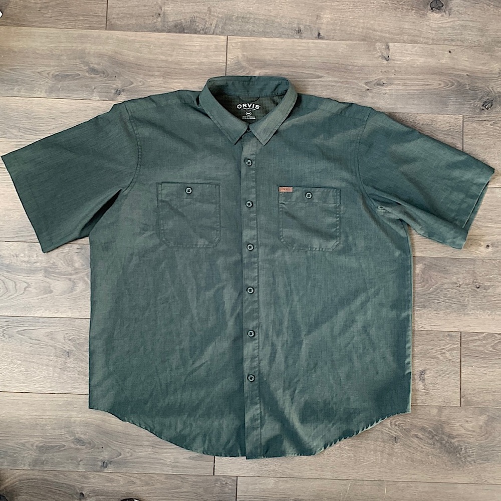 Orvis | Forest Green Short Sleeve Button Down Camp Shirt - Outdoor/Hiking | XXL